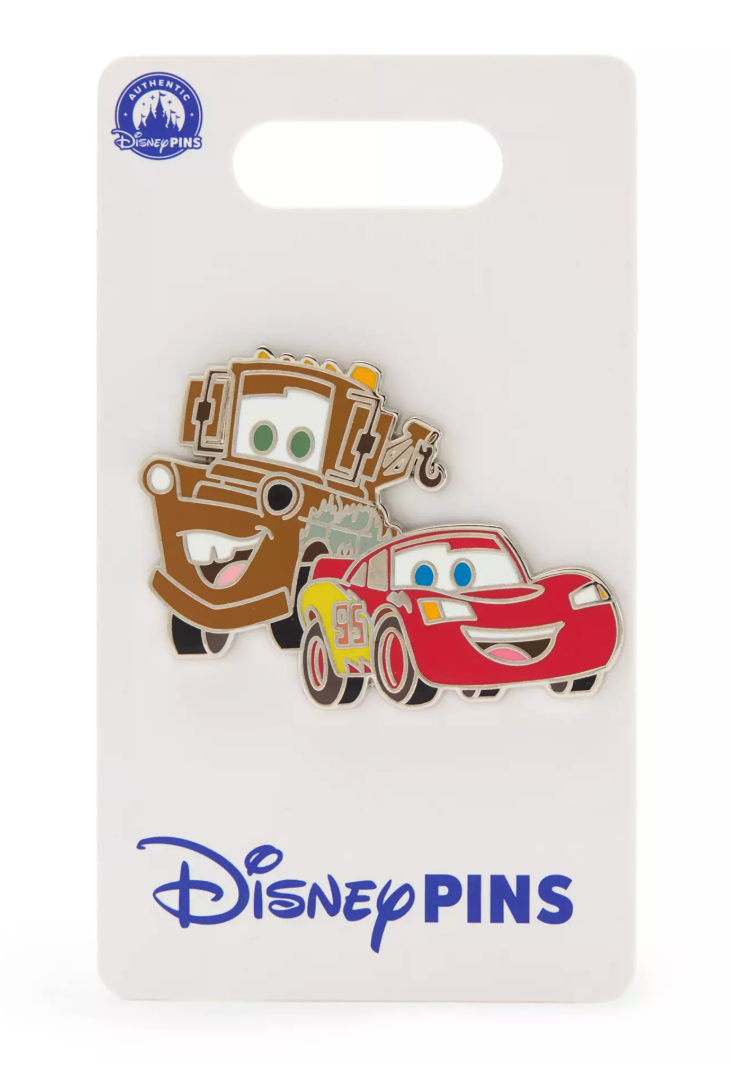 Disney Parks Lightning McQueen and Mater Pin Cars New With Card