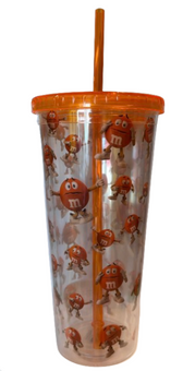 M&M's World Orange Character Moods Tumbler With Straw New with Tag