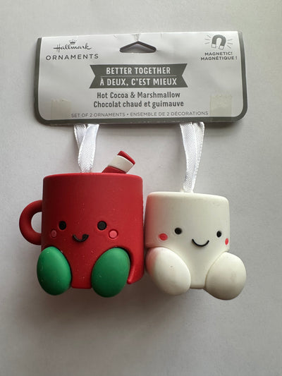 Hallmark Better Together Hot Cocoa and Marshmallow Magnetic Christmas Ornaments