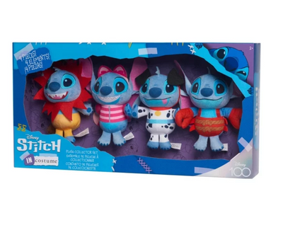 Disney 100 Stitch in Costume 4 Piece Plush Collector Set New with Box