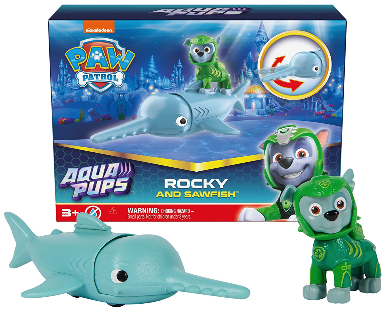 PAW Patrol Aqua Pups Rocky and Sawfish Action Figures Set Kids Toy New With Box