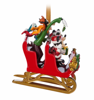 Disney Sketchbook Santa Mickey and Friends in Sleigh Christmas Ornament New