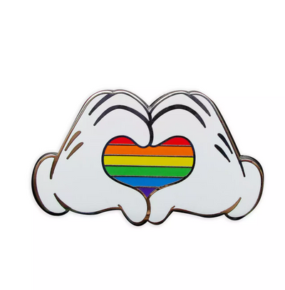 Disney Parks Rainbow Collection Mickey Heart Hands Pin New with Card