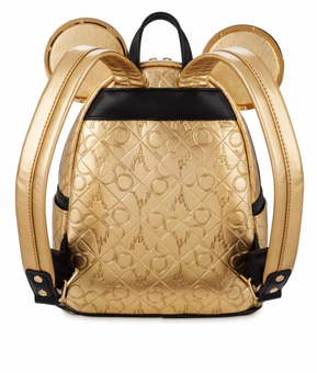 Disney Walt Disney World 50th Anniversary Mickey Leather Gold Mini Backpack New