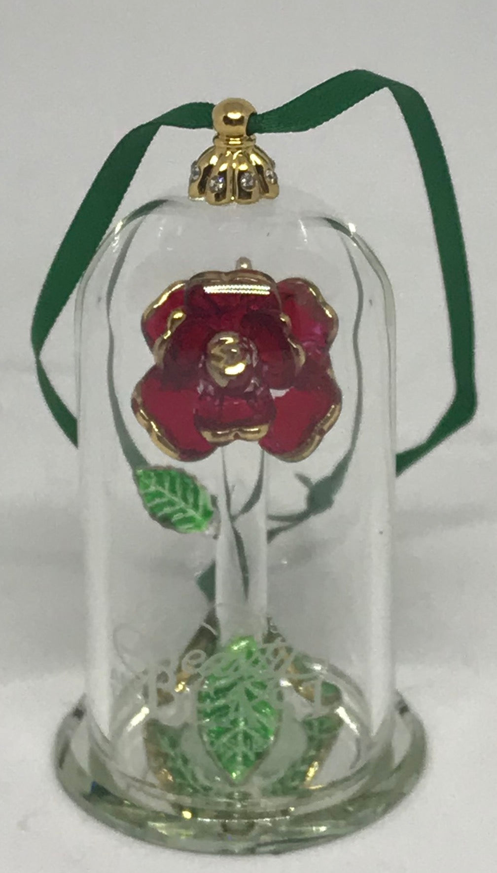 Disney Beauty and the Beast Enchanted Rose Glass Sculpture by Arribas Ornament