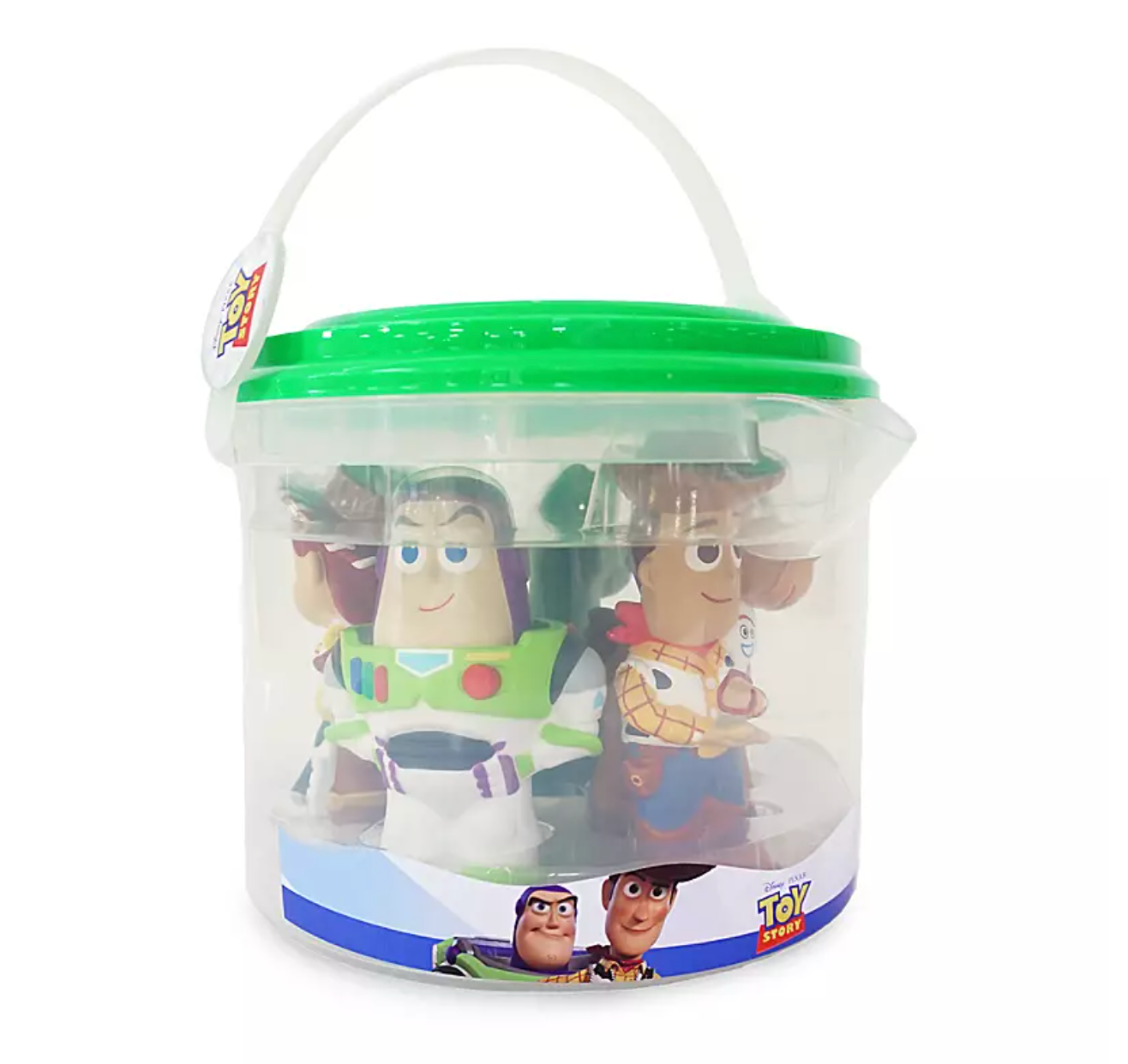 Disney Store Toy Story Woody Buzz Jessie Bullseye Rex Bucket Bath Toy Set New