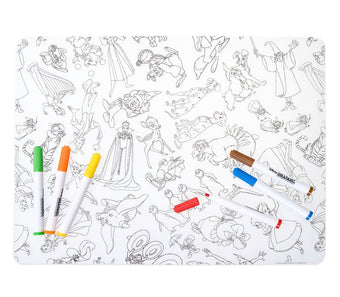 Disney Parks Ink & Paint Silicone Coloring Placemat and 6 Markers New Sealed