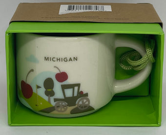 Starbucks Coffee You Are Here Michigan Ceramic Mug Ornament New with Box