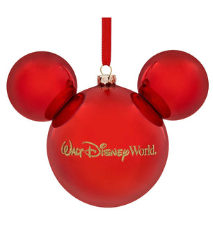 Disney Parks Mickey Icon WDW Red Glass Ball Ornament New With Tags