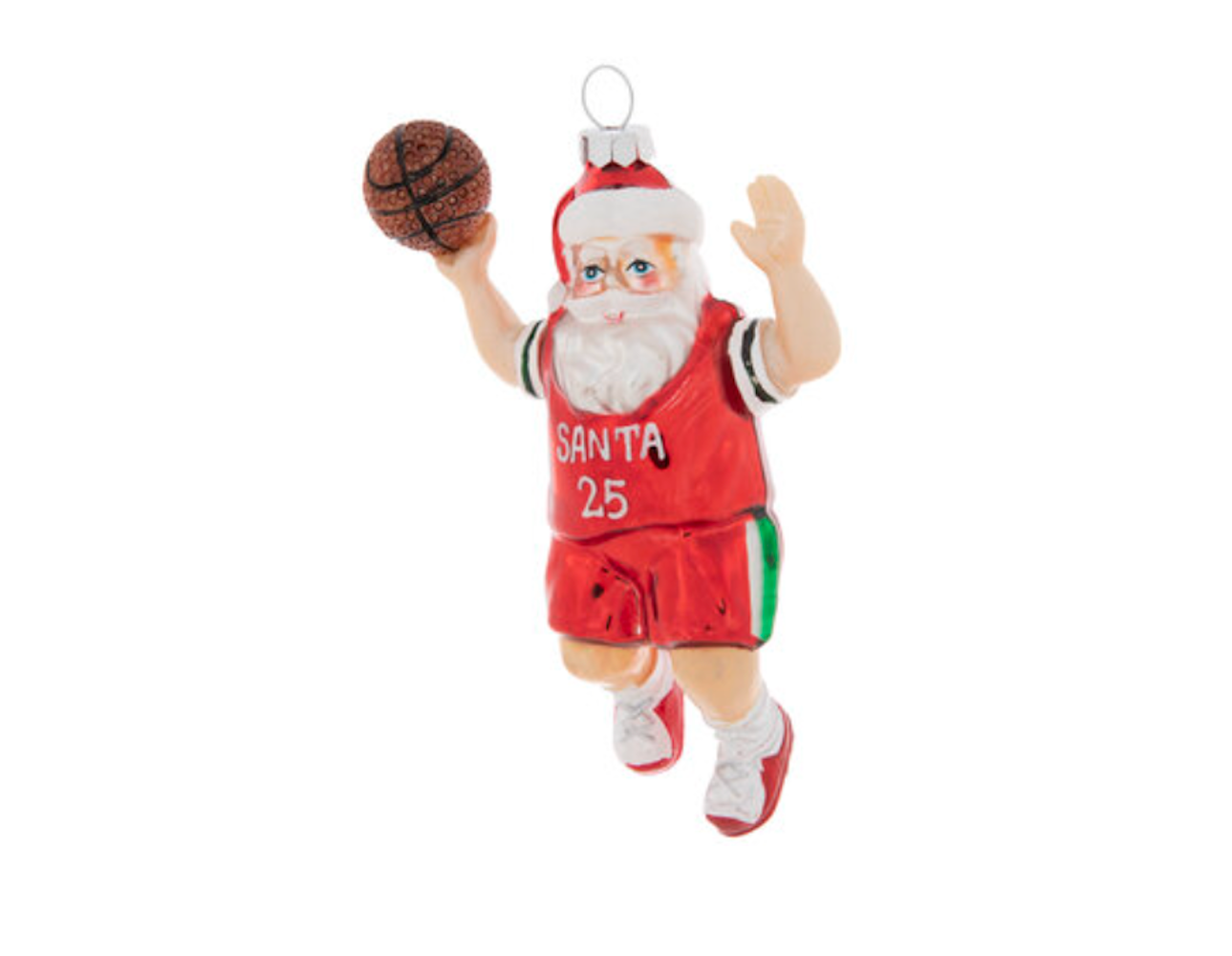 Robert Stanley Santa Basketball Player Glass Christmas Ornament New with Tag