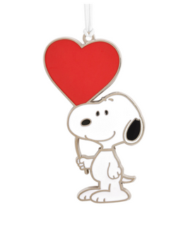 Hallmark Valentine Peanuts Snoopy with Heart Balloon Metal Ornament New w Card