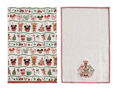 Disney Mickey Minnie Gingerbread Holiday Dish Towel Set New with Tag