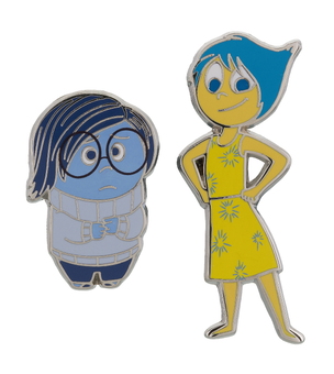 Disney Parks Inside Out Joy & Sadness Pin Set New with Card