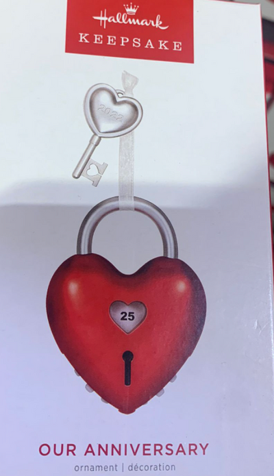 Hallmark 2022 Our Anniversary Lock and Key Christmas Ornament New With Box