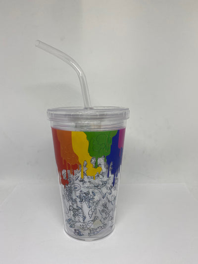 Disney Parks Ink & Paint Tumbler with Straw New