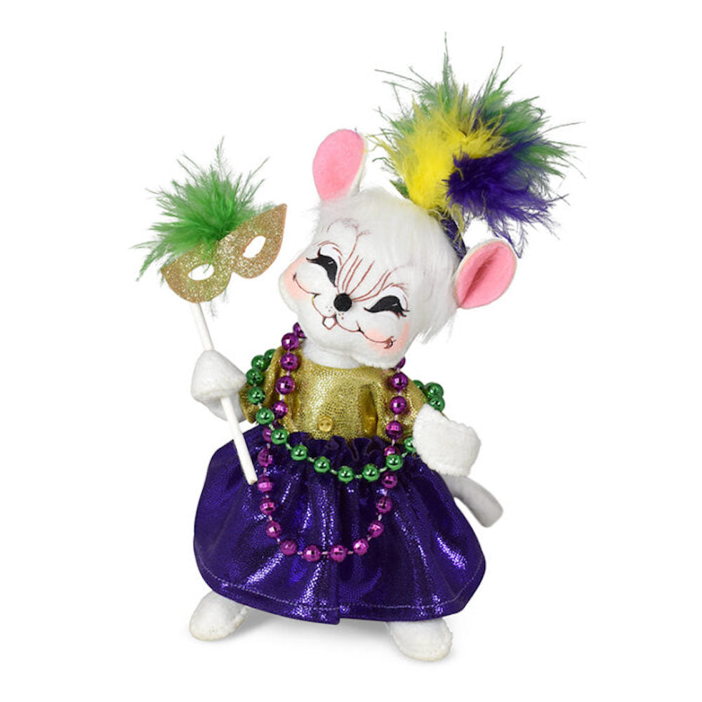 Annalee Dolls 2023 Everyday 6in Mardi Gras Girl Mouse Plush New with Tag