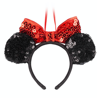 Disney 2020 Minnie Sequined Ear Headband Sketchbook Christmas Ornament New Tag