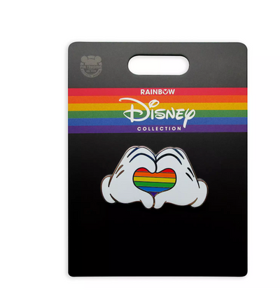 Disney Parks Rainbow Collection Mickey Heart Hands Pin New with Card