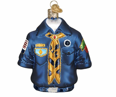 Old World Christmas Scout Uniform Blown Glass Christmas Ornament New with Box