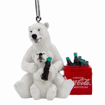 Authentic Coca Cola Coke Polar Bear Cub Cooler Christmas Ornament New with Tags