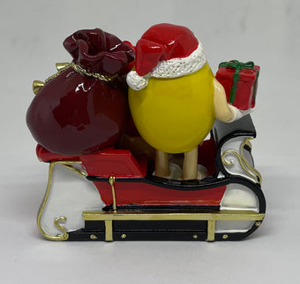 M&M's World Red and Yellow Sleigh Resin Christmas Ornament New with Tag