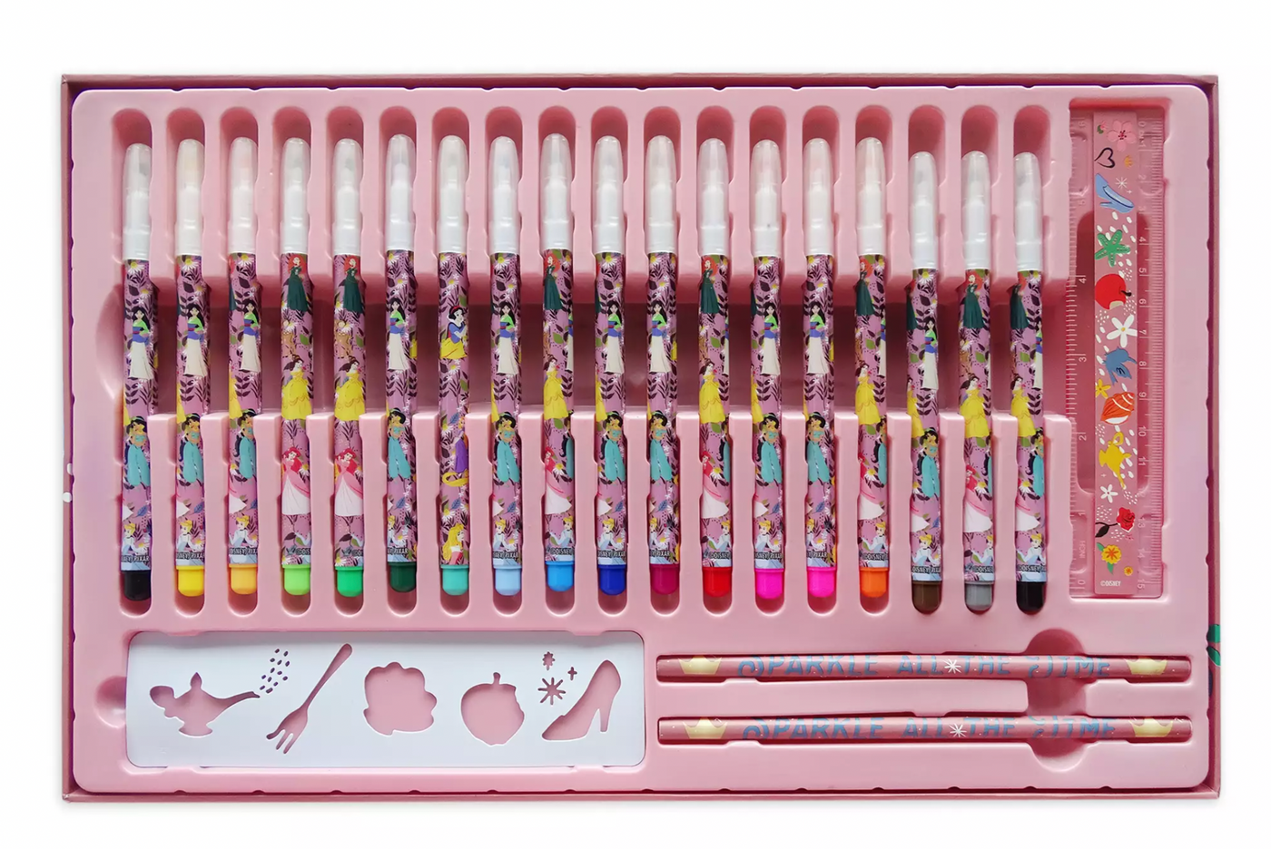 Disney Princess Deluxe Art Kit Ariel Belle Watercolor Markers Paint Pencil New
