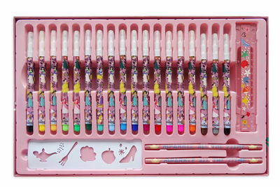 Disney Princess Deluxe Art Kit Ariel Belle Watercolor Markers Paint Pencil New