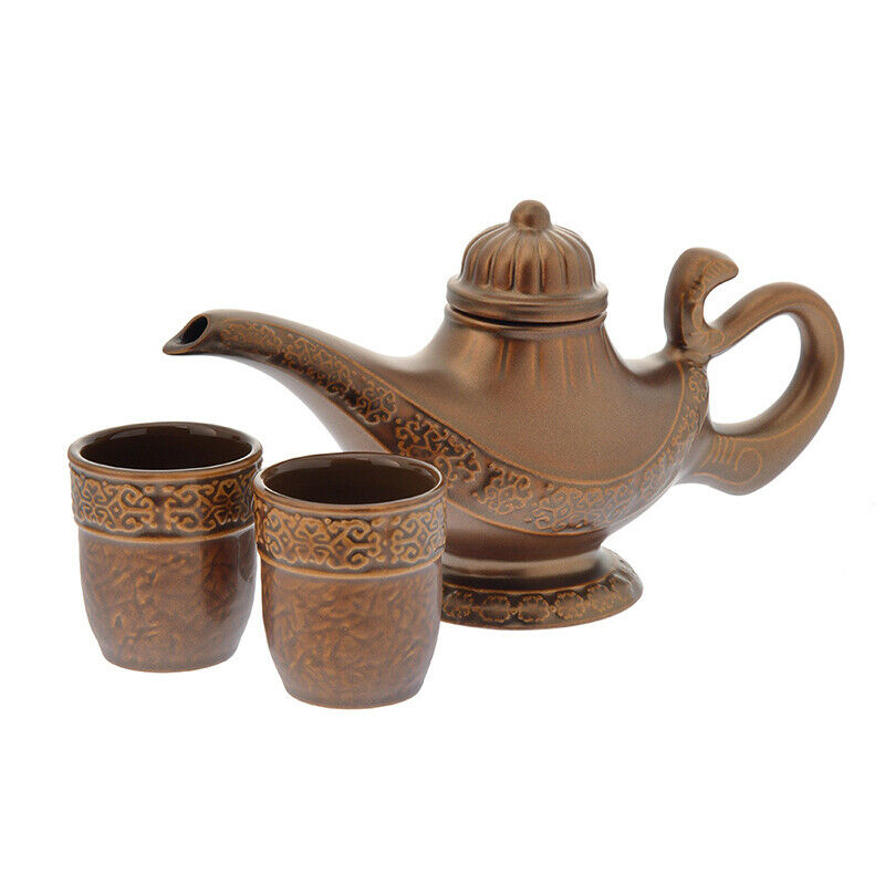 Disney Aladdin Tea Set Genie Magic Lamp 1 Teapot And 2 Tea Cups New With Box