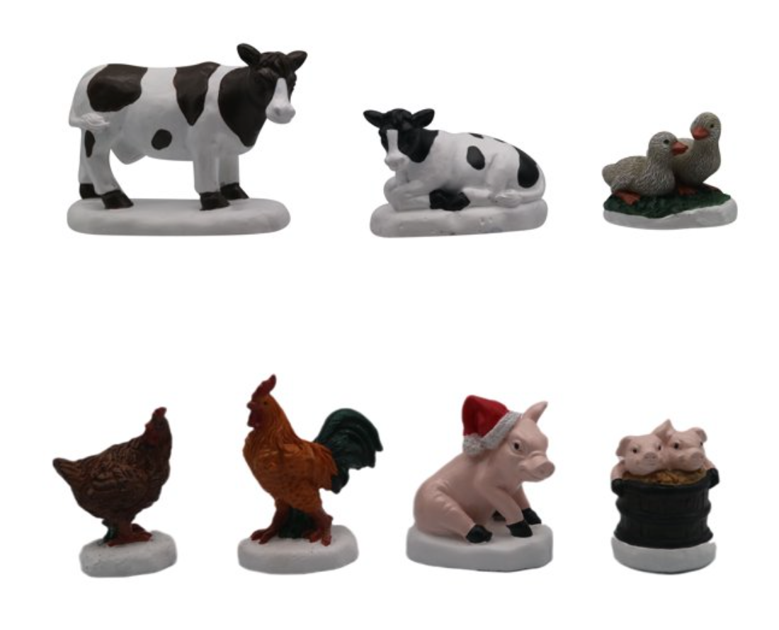 Holiday Time 7 Piece Animal Set Farm Christmas Figurine New With Box