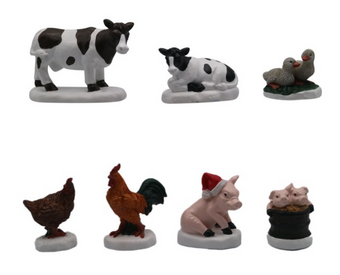 Holiday Time 7 Piece Animal Set Farm Christmas Figurine New With Box