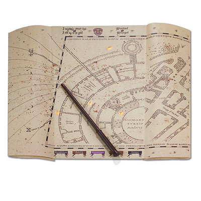 universal studios harry potter the marauder's map footprints toy & wand new