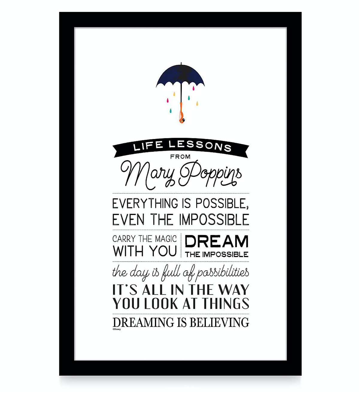 Disney Mary Poppins Everything is Possible Even Impossible Wall Decor New Box