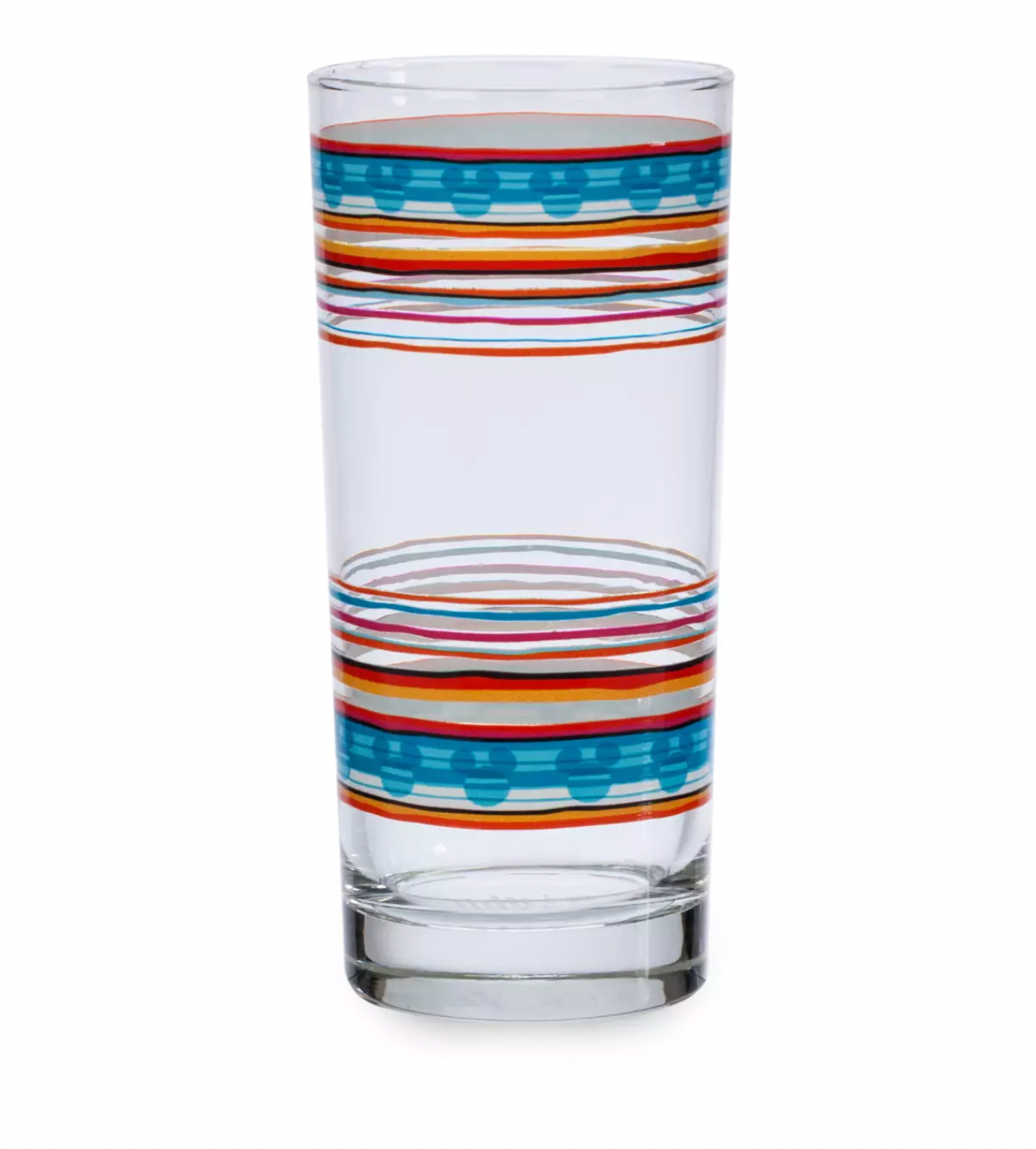 Disney Parks Mickey Icon World Showcase Mexico Striped Glass Tumbler New