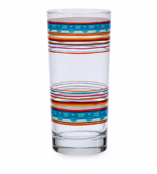 Disney Parks Mickey Icon World Showcase Mexico Striped Glass Tumbler New
