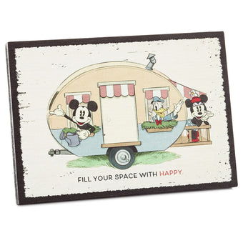 Hallmark Disney Mickey Mouse and Friends Happy Wood Quote Sign New