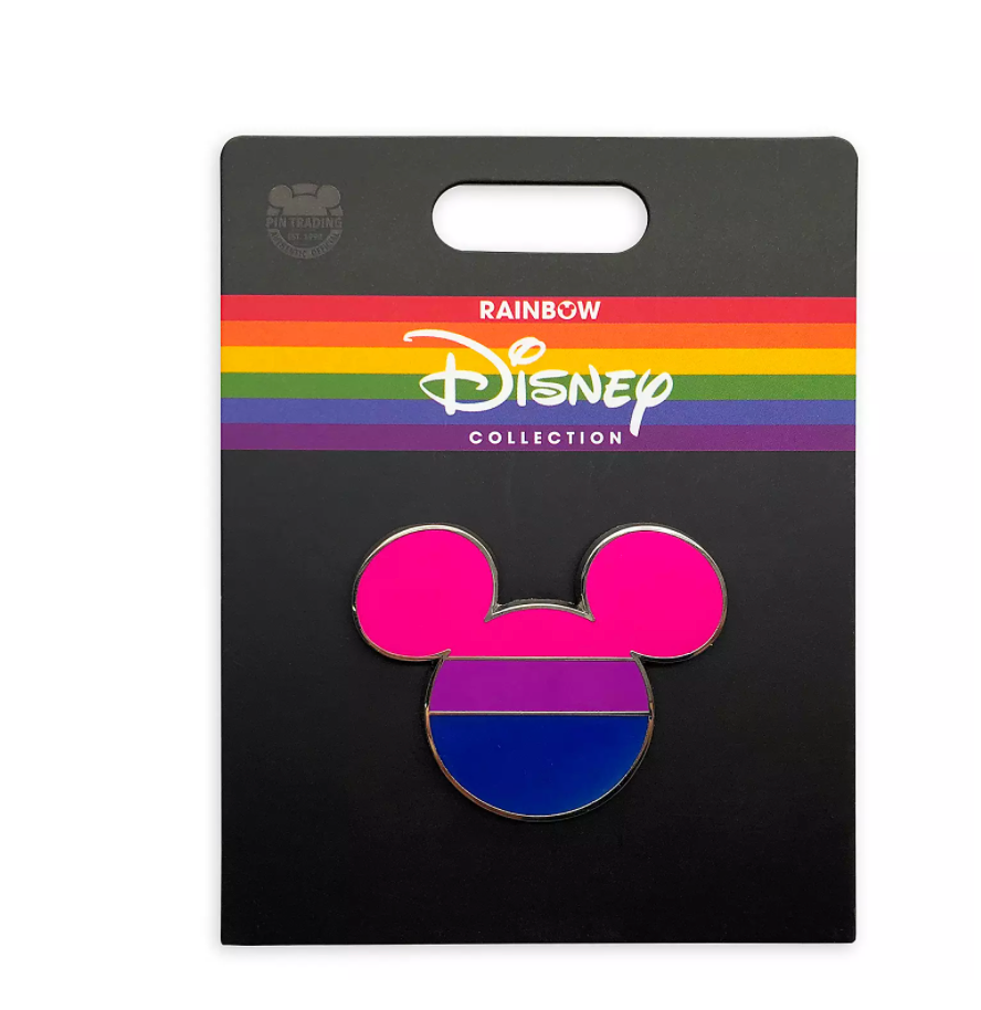 Disney Parks Rainbow Collection Mickey Icon Bisexual Flag Pin New with Card