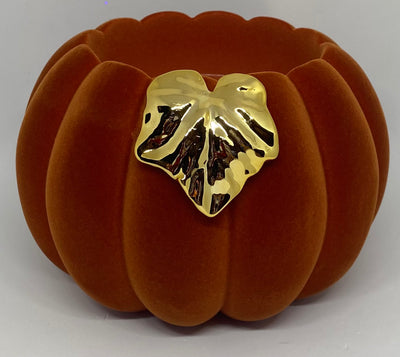 Bath and Body Works 2021 Pedestal Flocked Pumpkin 3 Wick Candle Holder New