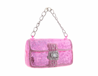 Robert Stanley Pink Sequin Handbag Glass Christmas Ornament New with Tag