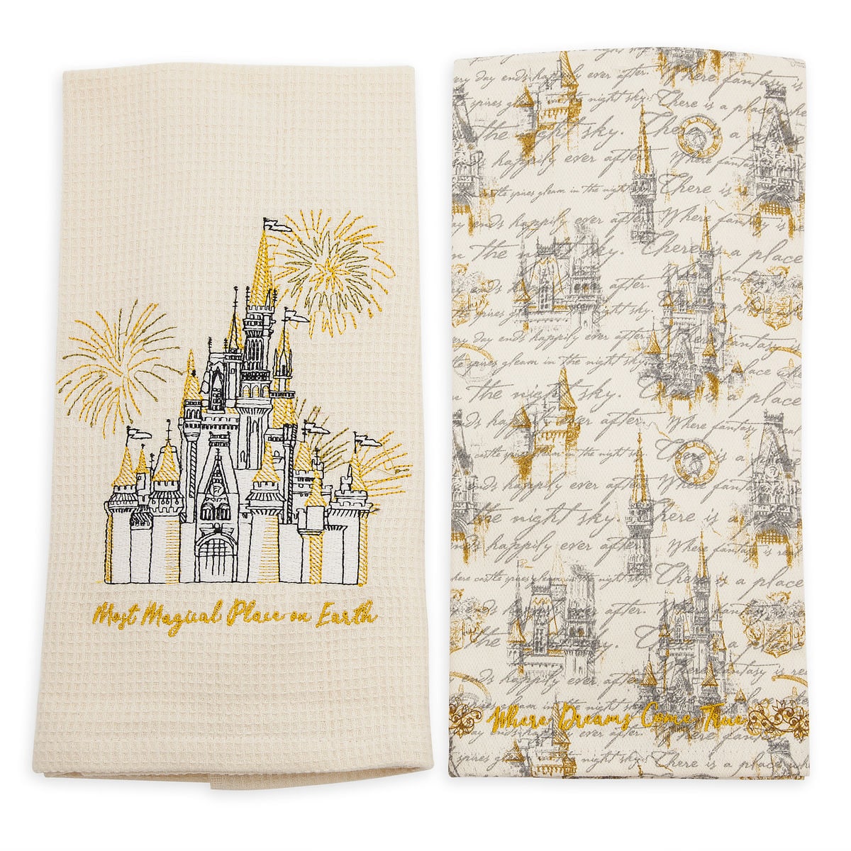 Disney Parks Fantasyland Castle Dish Towel Set New with Tags