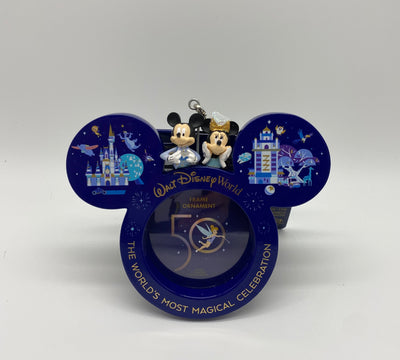 Disney Parks WDW 50th Celebration Mickey Minnie Frame Christmas Ornament New