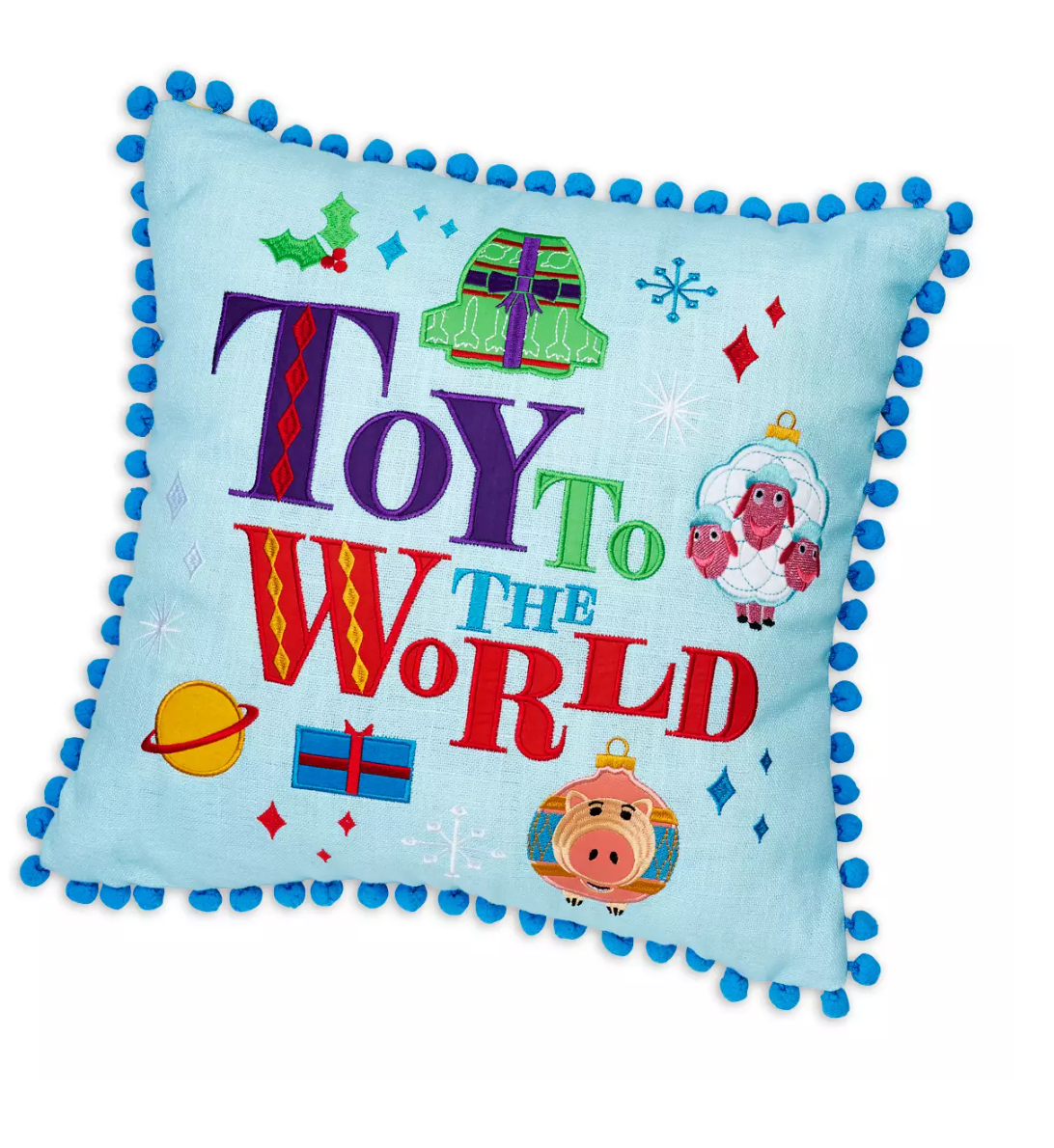 Disney Pixar's Monsters, Inc Christmas Holiday Toy to the World Pillow New Tag