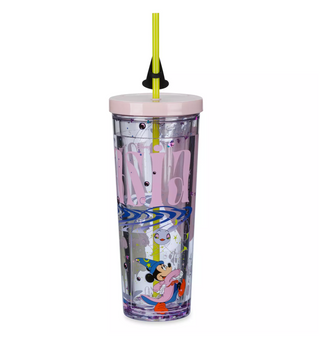 Disney Walt Disney's Fantasia Floating Glitter Tumbler With Straw New