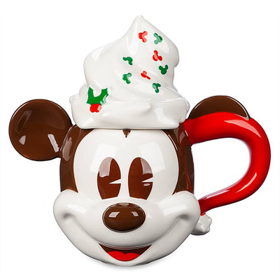 Disney Parks Mickey Mouse Whipped Cream Holiday Mug and Lid New