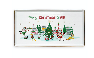 Disney Cheer Mickey and Friends Holiday Merry Christmas to All Serving Dish New