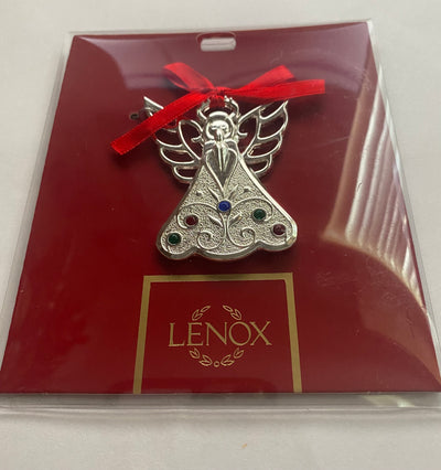 Lenox Jeweled Metal Angel Christmas Ornament New with Card