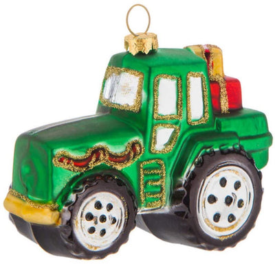 Robert Stanley 2021 Green Farm Tractor Glass Christmas Ornament New with Tag