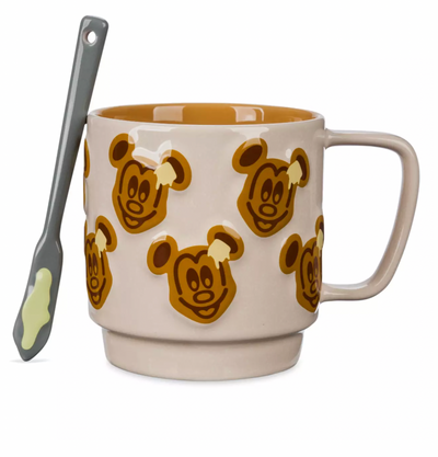 Disney Mickey Waffle Coffee Mug and Spoon Set New
