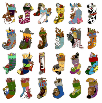 Disney Parks 24 Day Holiday Countdown Calendar Mystery Pin Set 2021 New