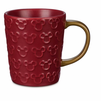 Disney Retro Red Mickey Icons Gold Handle Holiday Christmas Coffee Mug New