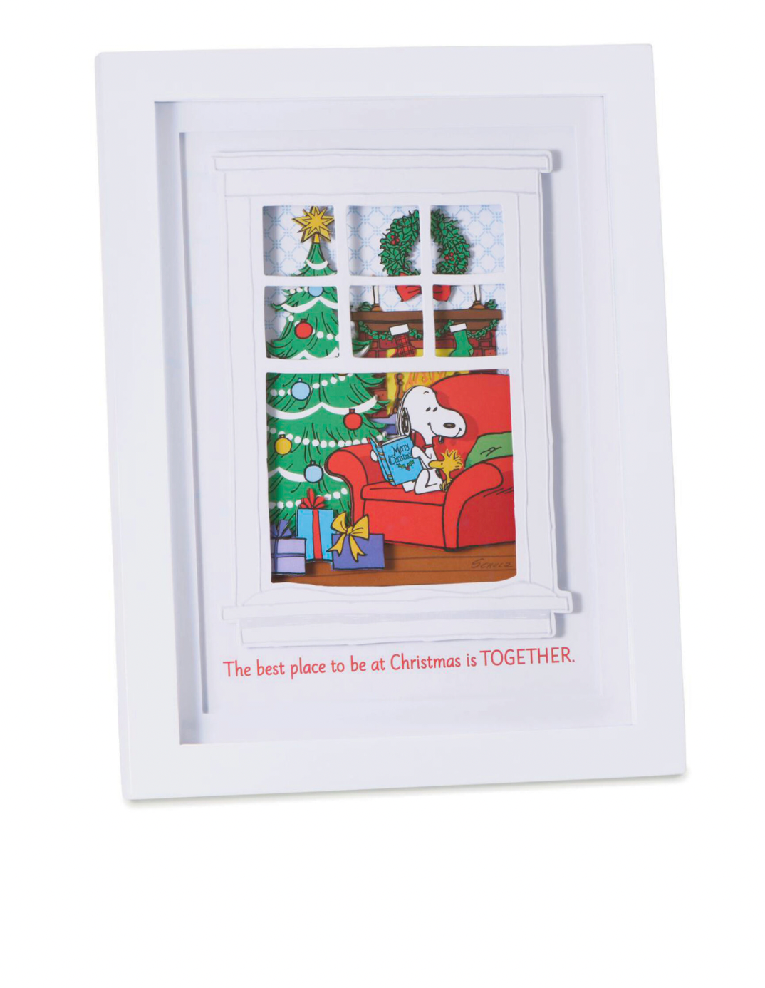 Hallmark Peanuts Snoopy Christmas Together Layered Paper Framed Art New